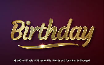 3d birthday editable text style effect vector eps