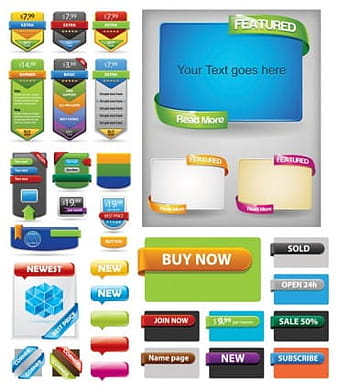 Price banner with website button colored vector eps