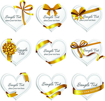 Exquisite ribbon bow gift cards vector set eps