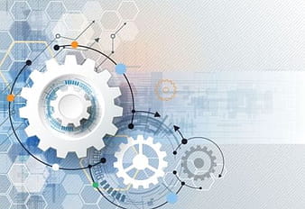 Digital telecom technology with gearwheel background vector 15 eps