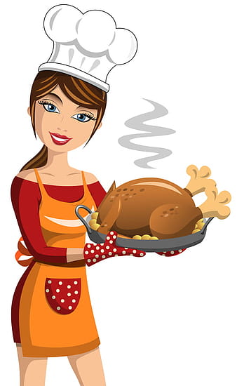 Girl cook with thanksgiving turkey vector  eps