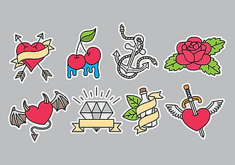 Iconos del tatuaje de la vieja escuela svg eps
