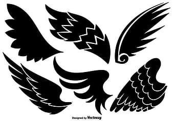 Vector Set Of Angel Wings Black Icons ai svg