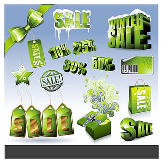 sales discount green icon ai vector