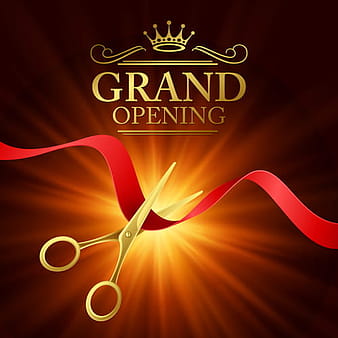 Grand opening with golden scissors background vector  eps