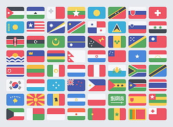 195 Flat Flags psd vector