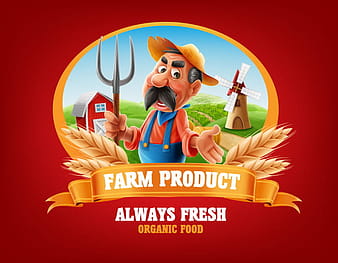 Vecteur d'étiquette d'aliments biologiques de ferme  eps