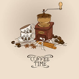 Coffee time poster hand drawn design vector  eps