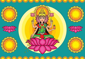Colorful Goddess Lakshmi Vector svg eps