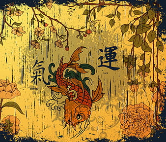Fondo japonés con pez koi ai eps