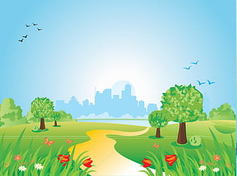 Urban City Park Vector eps