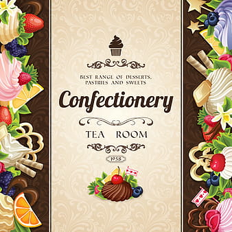 Creative confectionery with sweet background vector eps