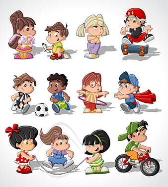 Different Cartoon Children elements vector material  eps ai