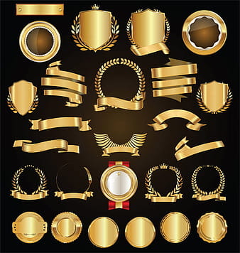Etiquetas y cintas de oro retro vector set  ai