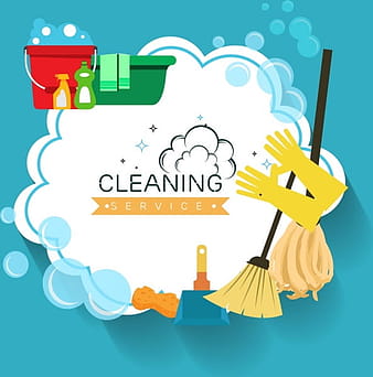 Cleaning service poster housework tools icons decoration ai eps vector