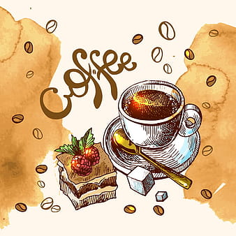 Hand drawn sketch coffee elements vector 11 eps
