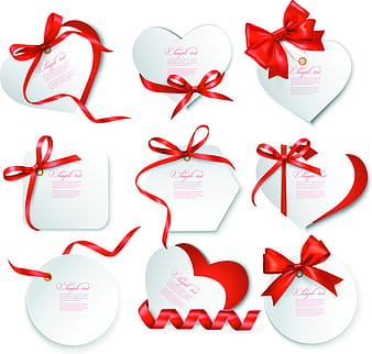 Exquisite ribbon bow gift cards vector set eps