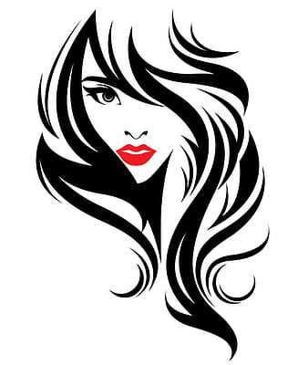 Vector de pintura de tinta femenina de pelo largo eps