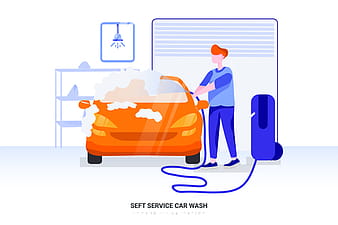 Self service car wash illustration vector eps