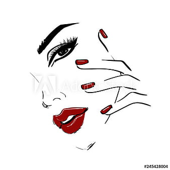 Female face sketch vector ai