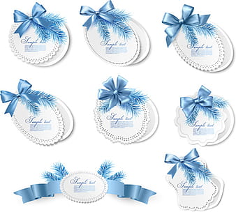 Exquisite ribbon bow gift cards vector set eps