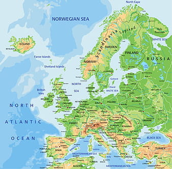 EU physical map vector graphics eps