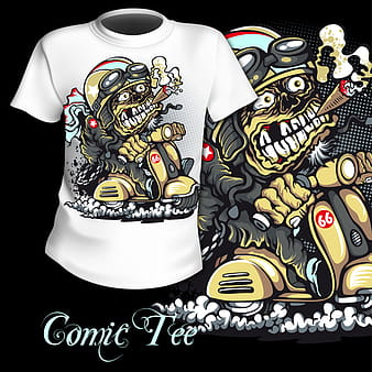 Vector de diseño de patrón de impresión de camiseta de dibujos animados divertido eps