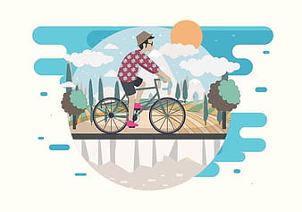 Man Riding a Bike Vector eps svg ai