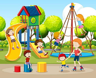 Enfants jouant à la scène en plein air eps