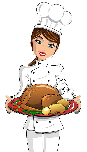 Girl cook with thanksgiving turkey vector  eps