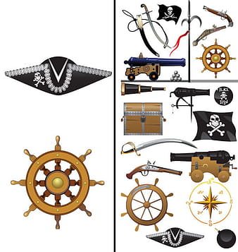 Pirate equipment, supplies vector eps