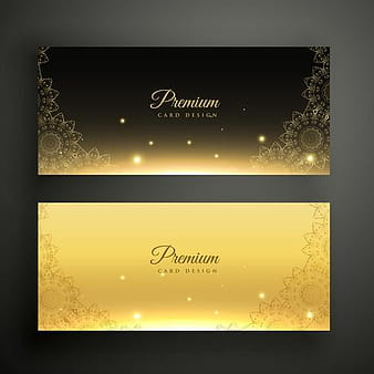 Banners de decoración ornamental negra y dorada. eps