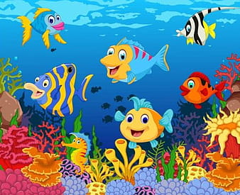 Cartoon underwater world beautiful vector  eps