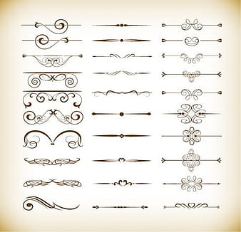 Vector conjunto de elementos de decoración de diseño caligráfico eps