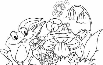 Vida silvestre dibujo dibujos animados lindo bosquejo negro blanco handdrawn ai eps