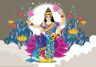Goddess Lakshmi Cool Colors Vector svg eps