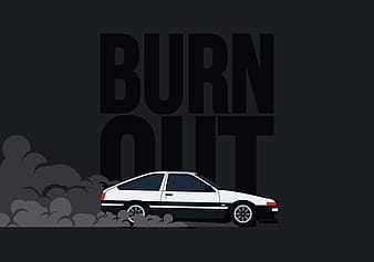 AE86 Car Drifting and Burnout Illustration ai svg vector