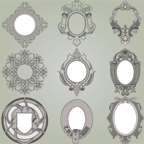 Retro patterns with frameworks design elements vector eps