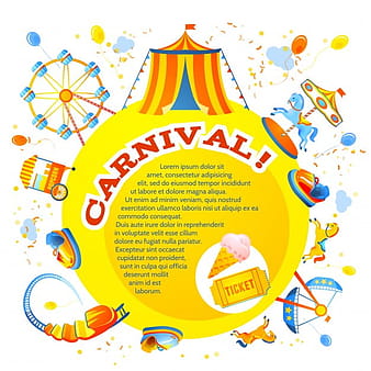 Amusement entertainment carnival theme park design invitation flyer vector illustration eps