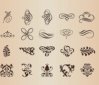 Abstract calligraphic elements vector set eps