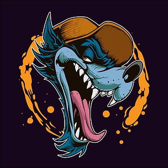 Vector de icono de doodle de cabeza de lobo eps