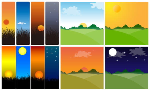 Sunset theme vector material eps