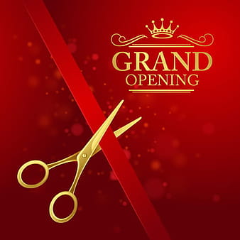 Grand opening with golden scissors background vector  eps