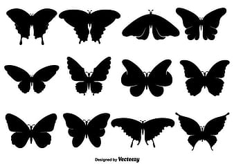 Black Butterfly Icons Or Silhouettes Set svg ai vector