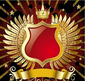 Red banner with gold wings eps vector