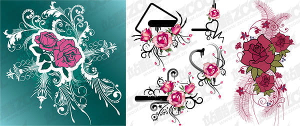 Rose theme pattern vector material ai eps