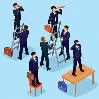 Vector illustration of 3D flat isometric people. The concept of a business leader, lead manager, CEO. eps