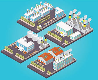 Isometric industrial buildings set svg eps vector