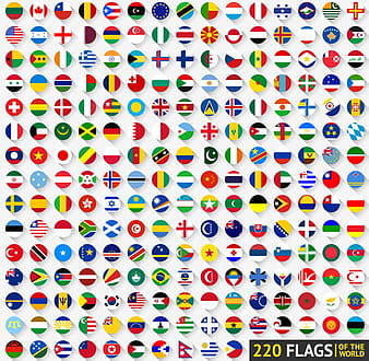 World flags round icons vector material eps