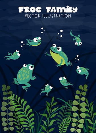 Diseño de dibujos animados de colores de ranas natación de dibujo de vida silvestre eps ai